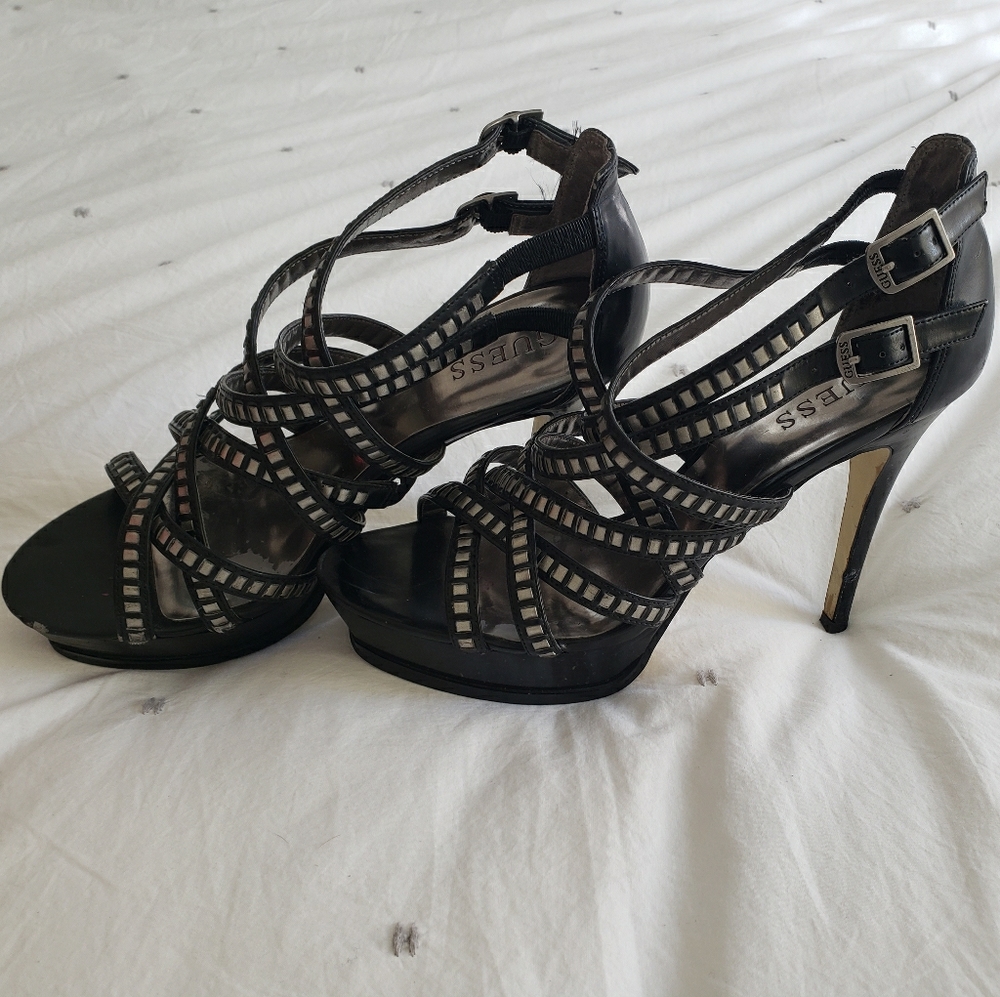 Guess Black Platform Heels